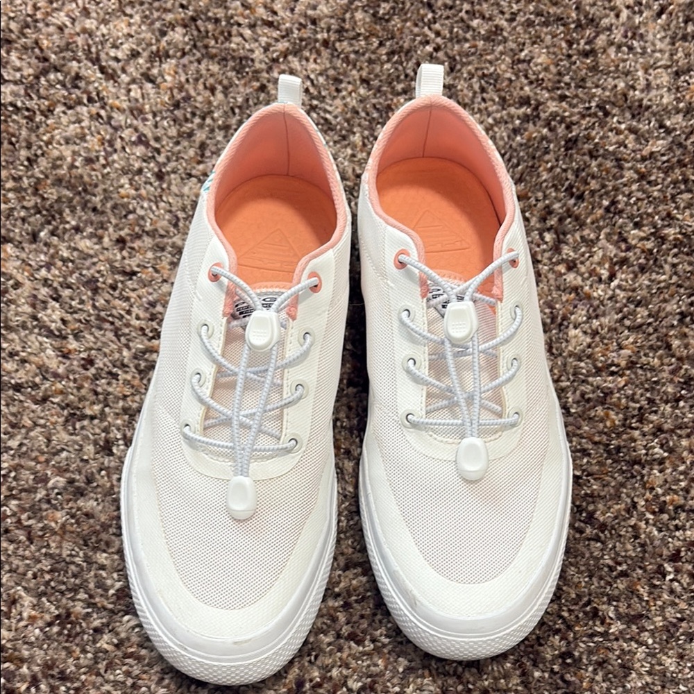 Women's White and Pink Sneakers